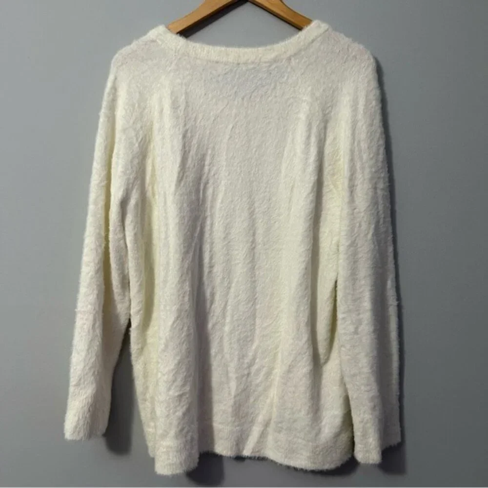 Talbots Plush Crewneck Sweater Ivory Embellished Soft Knit Plus Size 2X